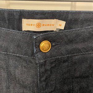 Tory Burch Cropped Flare DENIM Jeans Resin Rinse size 26